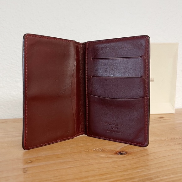 RARE Leather LOUIS VUITTON Bifold Compact Wallet Cardholder in Wine - Picture 4 of 7